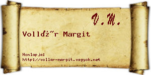 Vollár Margit névjegykártya